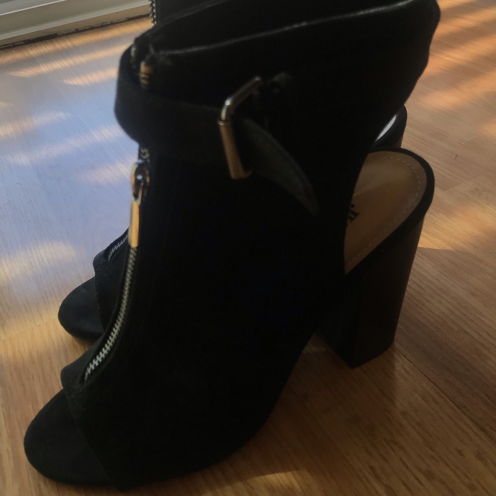Just fab black open toe booties
